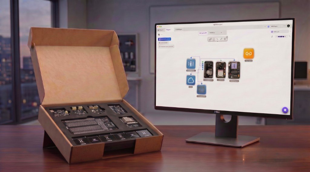 NEXE Launch Kit and Designer on a desk